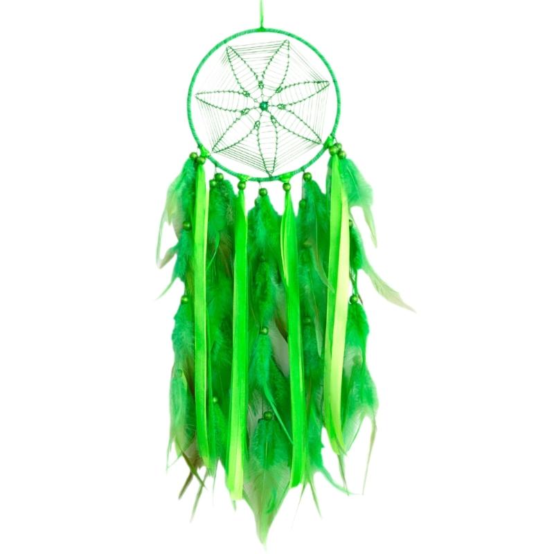 

Handcrafts Patricks Day Green Feathered Tassels Dreamcatchers for Home Decoration Irish Festivals Wall Hanging Ornament 1