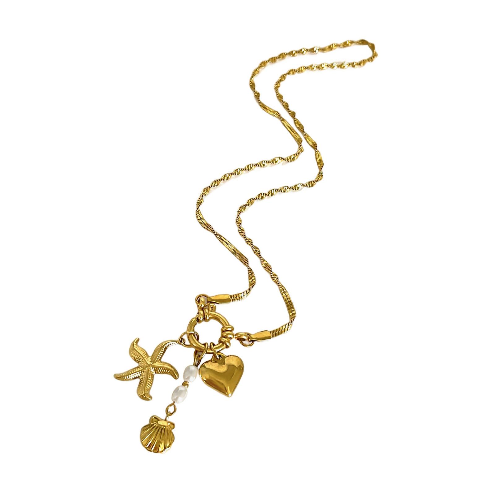 

Модное женское ожерелье Ожерелье из нержавеющей стали Ожерелье для повседневной носки Ювелирные изделия в виде сердца, морской звезды, ракушки Подходит для женщины