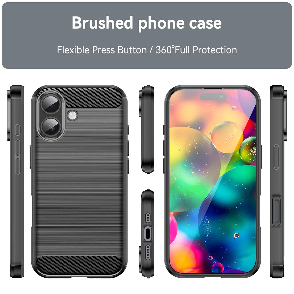 WANLONFENG LS Series For iPhone 17 Case with Screen Film,Brushed Texture Shockproof TPU Phone Cover