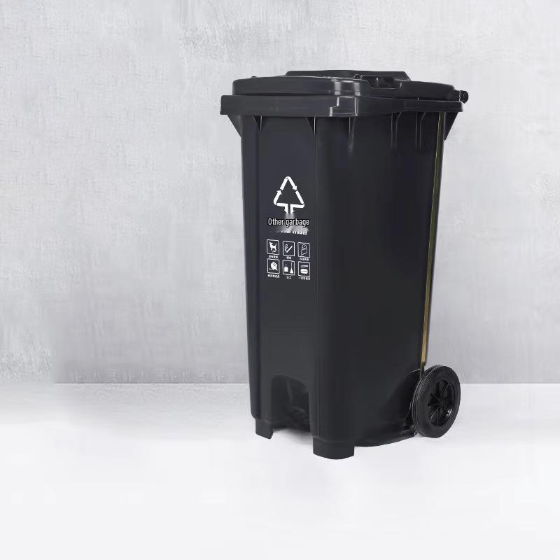 Outdoor Heavy-Duty Foot Pedal Classified Waste Bin with Wheels