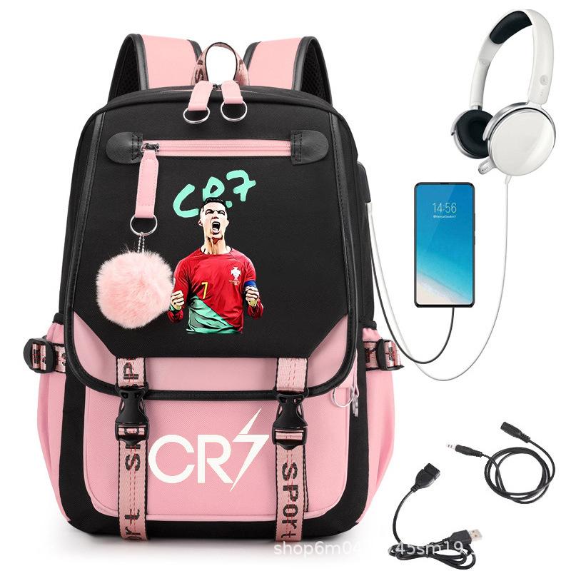 Large Capacity Schoolbag with Shoulder Strap; Student Three-piece Pencil Case Set