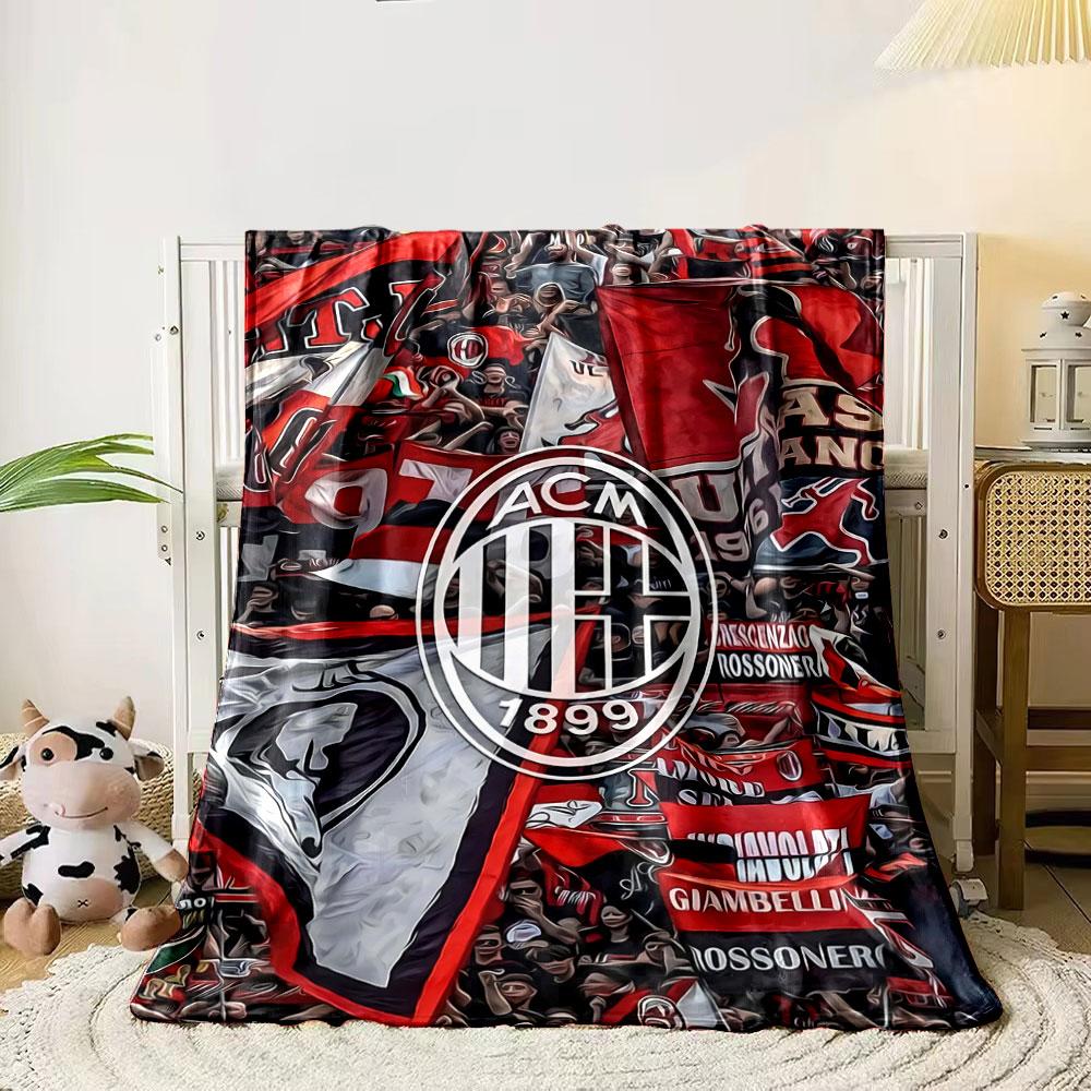 

Red, black, and white flags and banners with AC Milan logo in the center. for all seasons blanket lunch break throw gift 80cm x 120cm