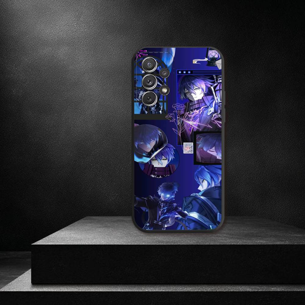 Genshin Impact F-Flins Phone Case For Samsung S 25,24,23,22,30,21,10,9,Ultra,Plus,Lite,FE,4,5G Black Soft Case