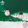 Everlove Perlen Schneemann Ohrstecker: S925 Sterlingsilber, rhodiniert Weihnachtsschmuck für Damen