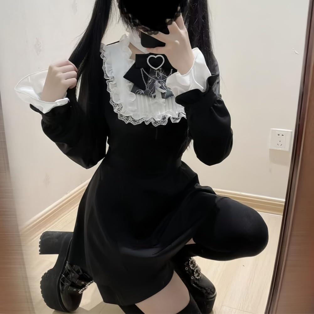 Lolita Sickly Perfect for School and Fall [EDREES] Women's Dress, Cute, Set, Stand-Up Collar, Above-the-Knee, High-Waisted, A-Line, Princess-Style,