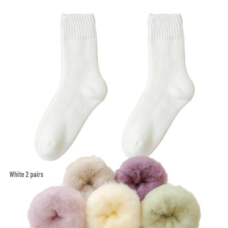 Dámské fleecové ponožky střední délky Zhuji - Silný samet, teplé a pohodlné na podzim/zimu, ideální na spaní nebo lenošení