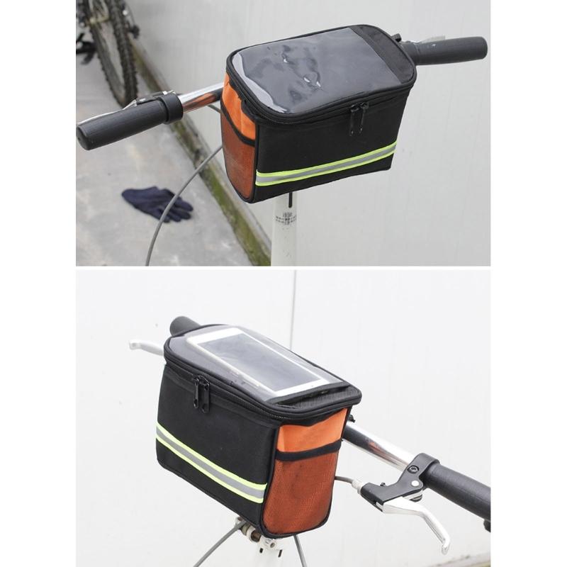 Waterproofs Bike Handlebar Bags Bicycles Front Storage Pouches Cycling Pouches Phone Bags with Removable Shoulder Strap