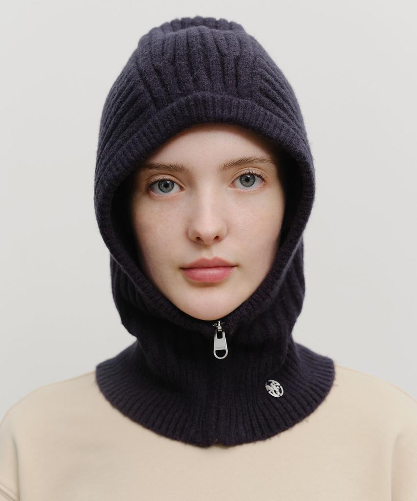 Malittepeulangsowajeobeo Circle Logo Zip Up Balaclava Navy
