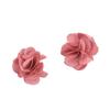 Handmade Chiffon Camellia Flower Earrings - 3cm Fabric Accessories