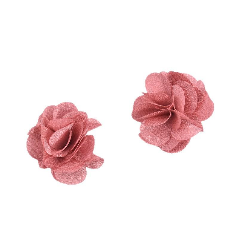 Handmade Chiffon Camellia Flower Earrings - 3cm Fabric Accessories