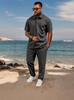 Zomerse Jacquard Polo Pak voor Heren: Korte Mouw Top & Lange Broek 2-Delige Casual Set