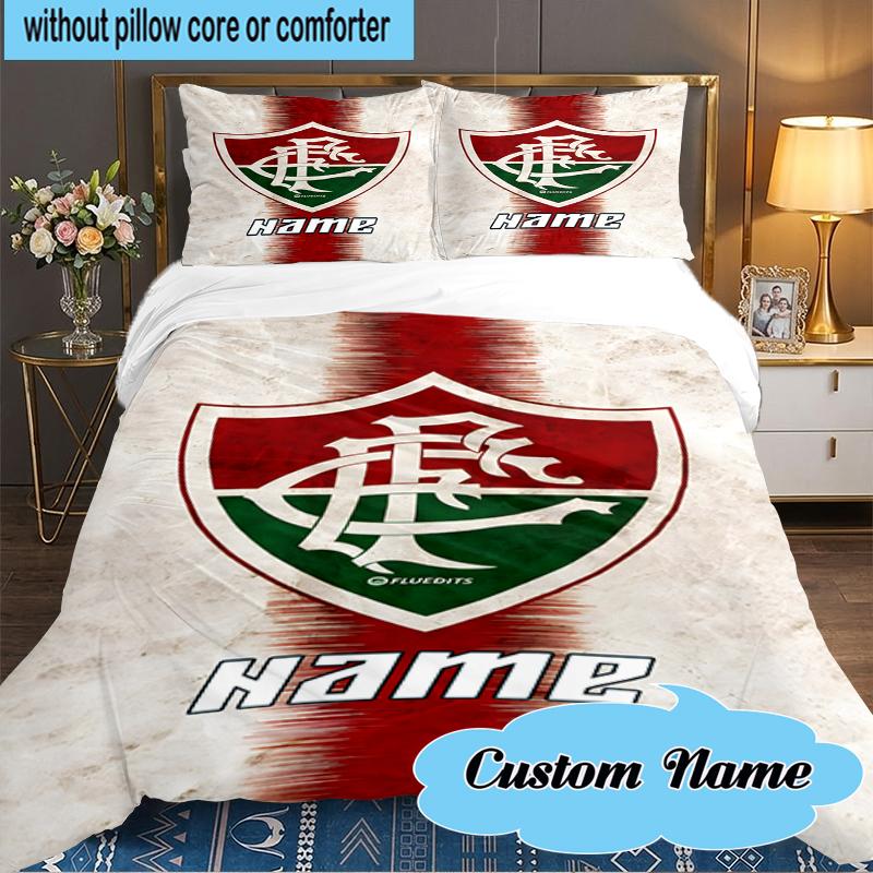 Custom Name Flamengo Team Crest Bedding Set 3pcs, Bedding Set Including 1pc Duvet Cover And 2pcs Pillowcases for Bedroom, Dormitory Gift