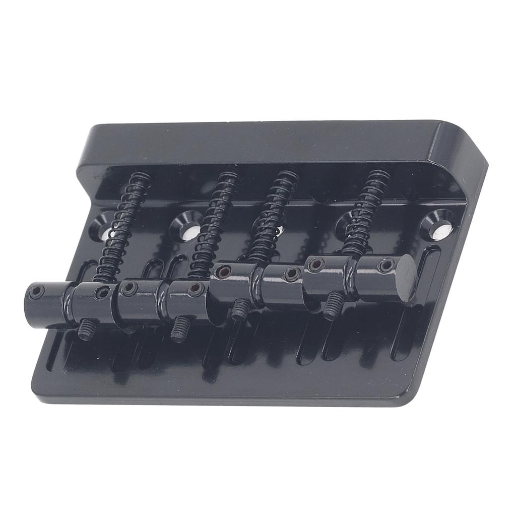 Electric Bass Bridge Tailpiece 4 String Fixed Saddle with Thickened Base Plate Hex Wrench Black