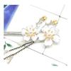 Miaomyao Hairpin Kanzashi Single Prong Hair Stick for Japanese Kimono, Metal Antique Cubic Zirconia, Couple Double Flower, Cherry Blossom, Petals,