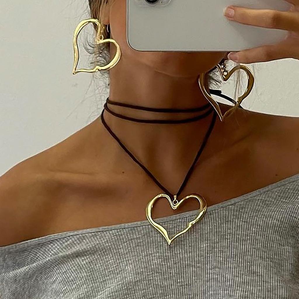 Collar de Caracola y Estrella de Mar con Viento Marino, Conjunto de Collares Grandes de Metal Dorado con Forma de Rosa Exagerada