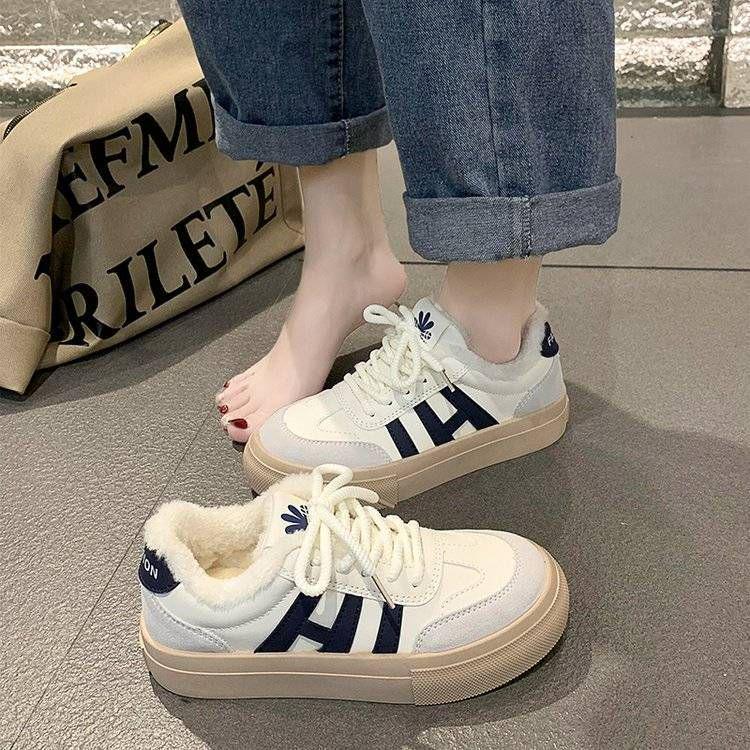 Women's Plus Velvet Thickened Winter Canvas Trainers with Soft Soles