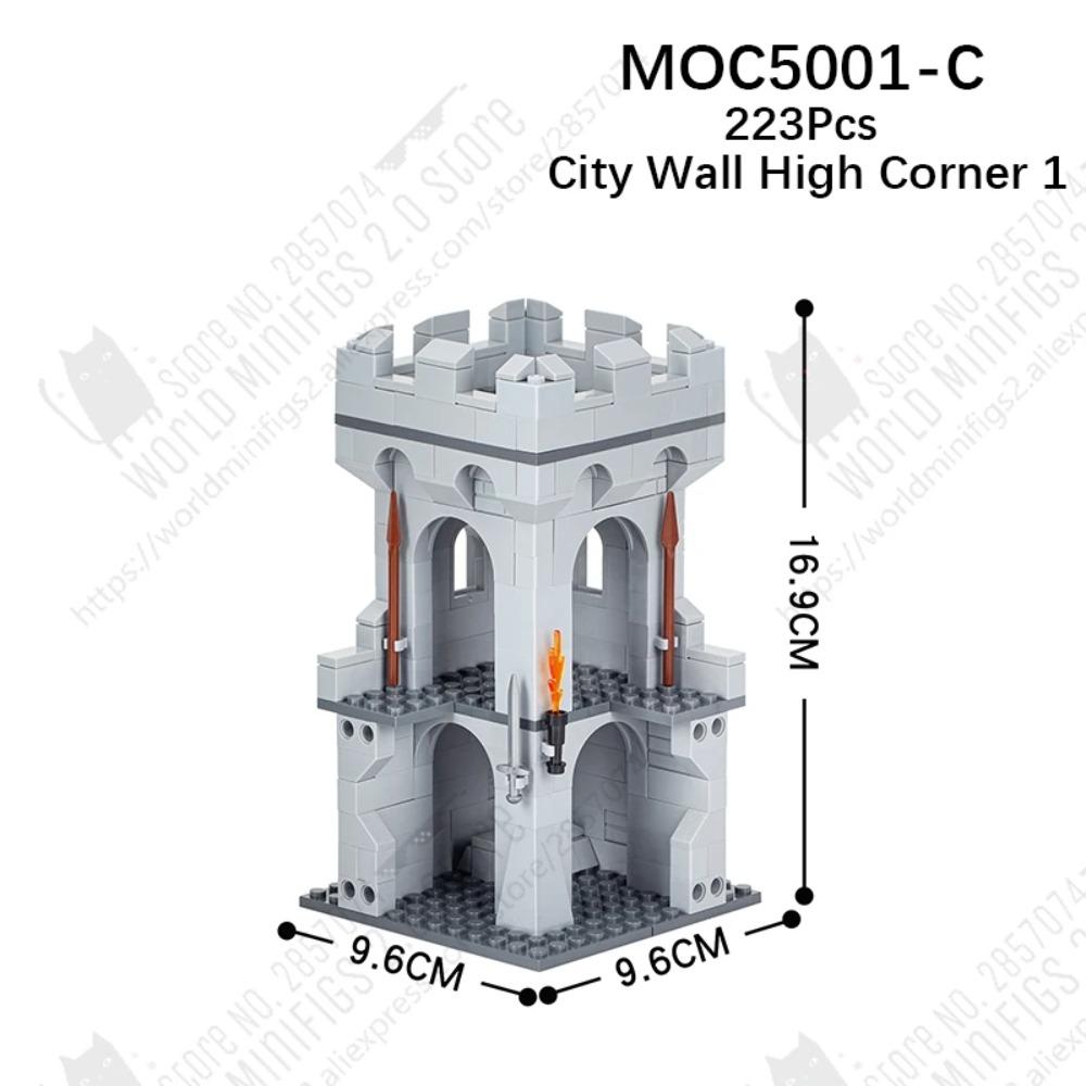 MOOXI MOC Medieval Castle City Wall Tower Architecture Military Building Blocks Adult Set Bricks Assembly Kids Toy Birthday Gift