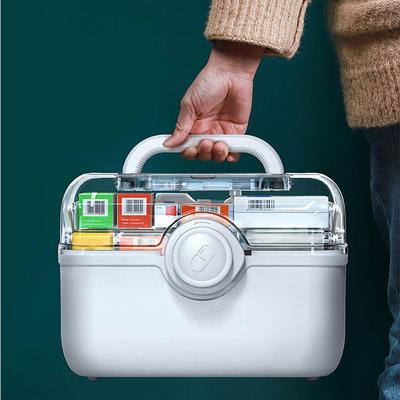 Scatola portaoggetti per medicinali di famiglia di grande capacità Kit di pronto soccorso portatile Contenitore per medicinali Scatola per kit di emergenza familiare