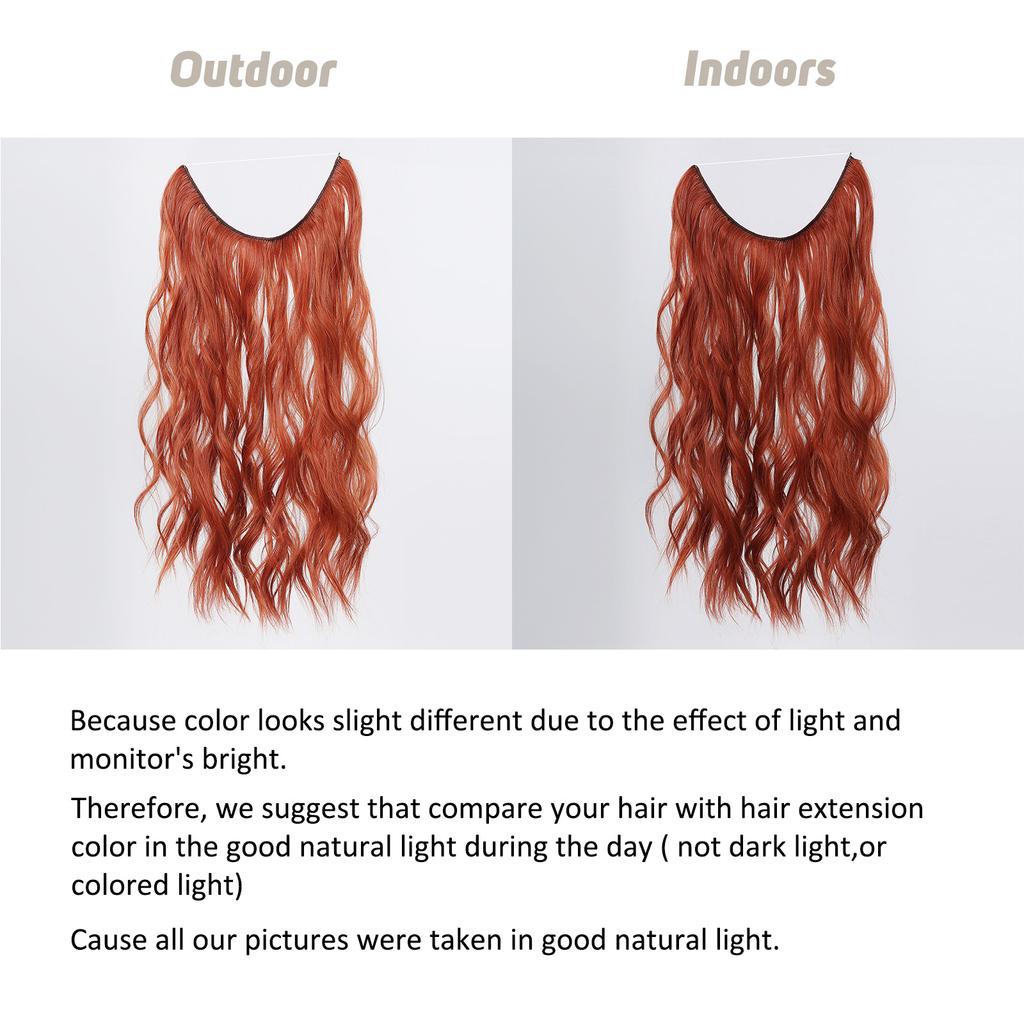 Weinrote synthetische Haarteile ohne Clip, unsichtbare Haarverlängerungen mit Draht für Frauen, lang, gewellt, Fischlinien-Haarteil, Cosplay, täglicher Gebrauch