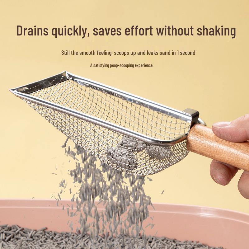 Stainless Steel Fine Hole Cat Litter Scoop with Hook