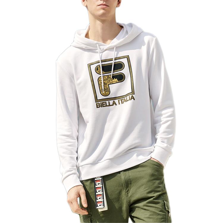 Fila Logo-Aufdruck Kordelzug Hoodie Herren Oberteile Weiß F11M018206F-WT