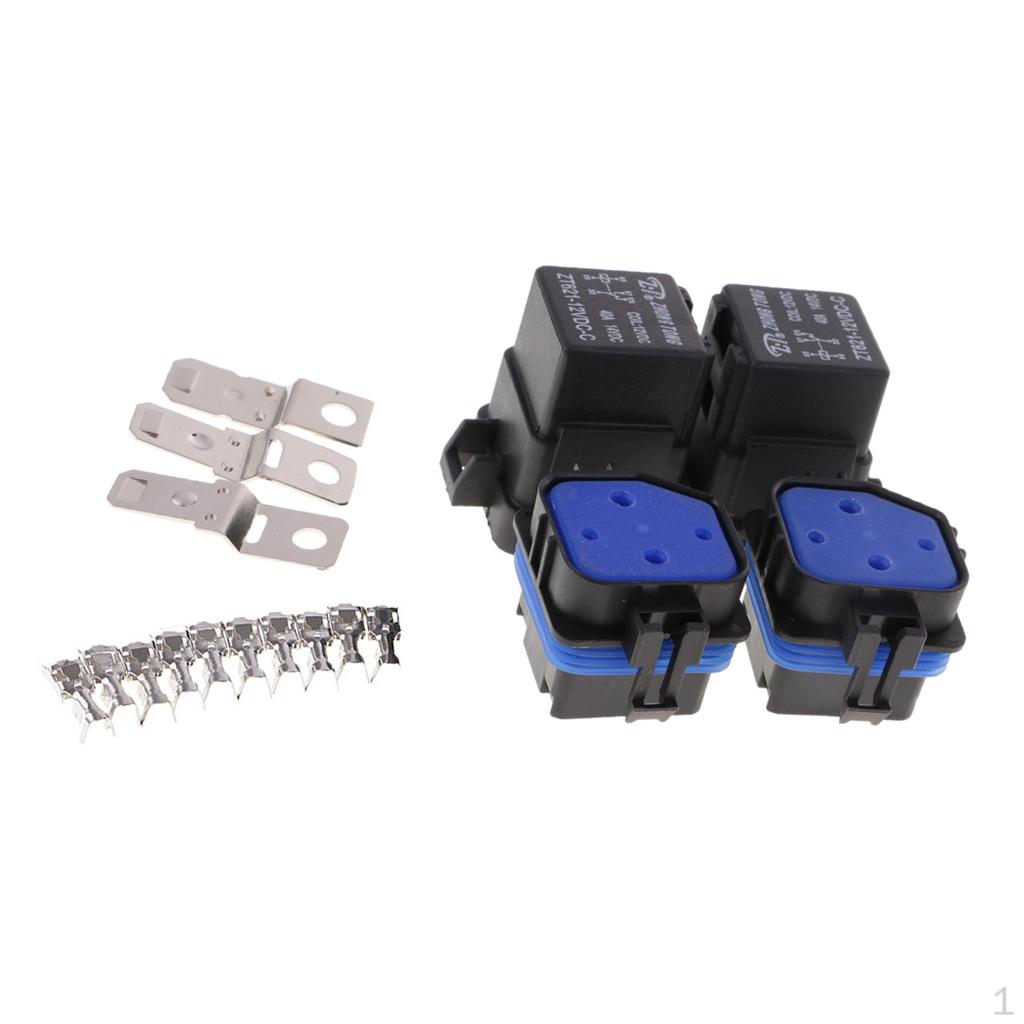 

2 Pack car Motorcycle Boat Automotive 40A 12V 5Pin Relay Socket Terminals Kit