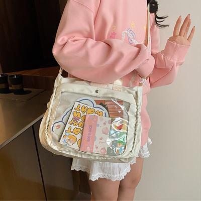 Cute Transparent Itabag Idol Merchandise Storage Nylon Crossbody Itabag Large Capacity Badge Display Student Tote Bag Girls