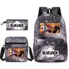 Large Capacity Schoolbag with Shoulder Strap; Student Three-piece Pencil Case Set