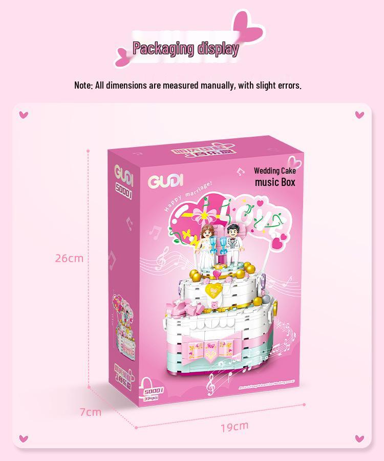 Gudi Children's Educational Building Blocks Birthday Cake Music Box Toy