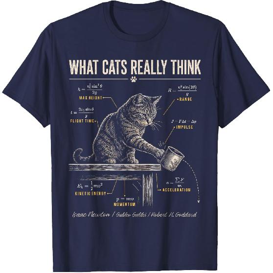 Funny Cat Physics Humor Design What Cats Really Think T-Shirt
