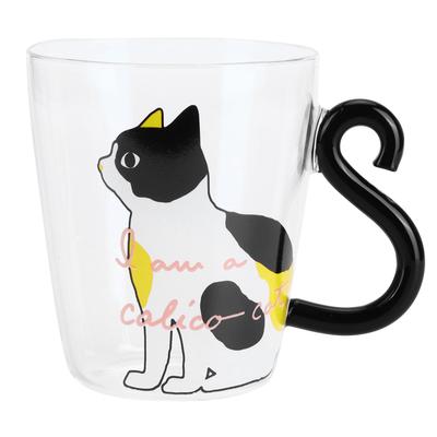 Cat Cup Coffee Milk Tea Water Glass Kids Bottle Transparent HeatResistant Reusable Mug(White Cat )