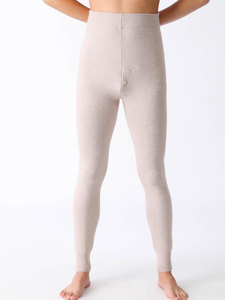 Unisex Wool Plush Pants: Warm, High-Waisted, Slim-Fit, Winter Base Layer for Couples