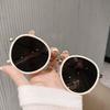 Korean Version of Large Frame Milk White Round Frame Sunglasses Internet Celebrity Sunshade Sunglasses Personalized Street Shot Sunscreen Glasses