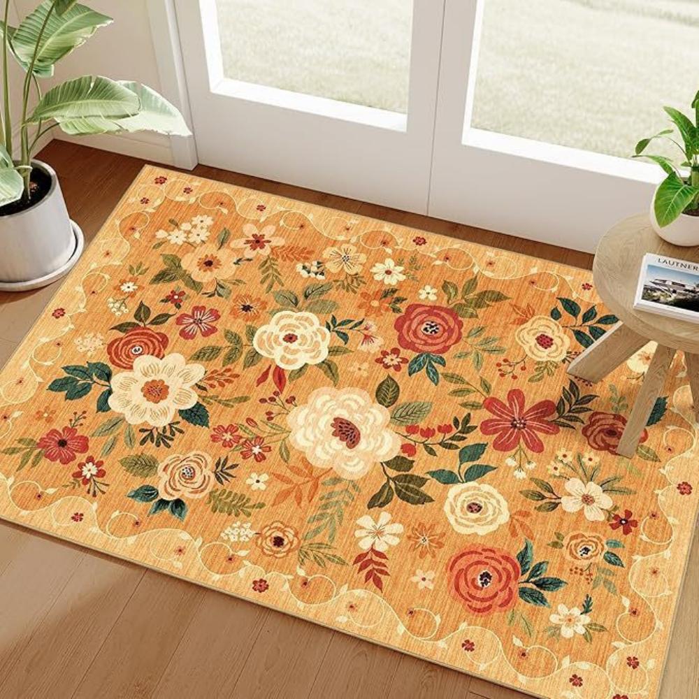 Moderne Vloermat met Bloemenprint en Antislip, Geschikt voor Decoratie van Woonkamer, Slaapkamer, Keuken en Binneningangen. 60X90cm