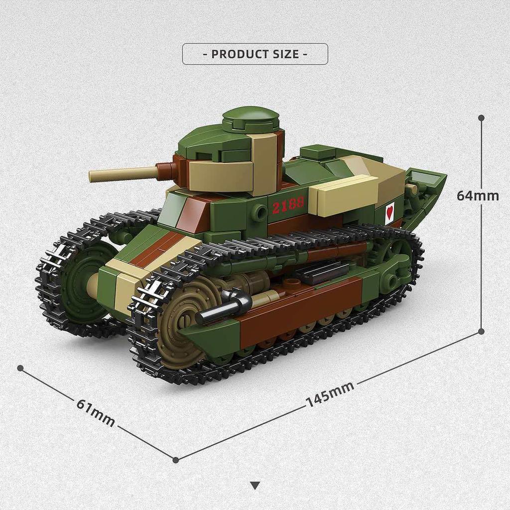415 Bucăți Blocuri de Construcție Model Istoric Militar French Renault FT Tip Mitralieră și Antitanic NO.300035 Kit Model pentru Colecționari