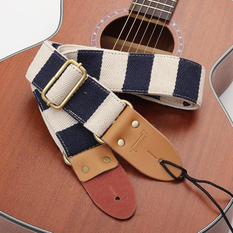 Langting Plaid Wooden Guitar Strap for Acoustic, Electric, and Bass Guitars