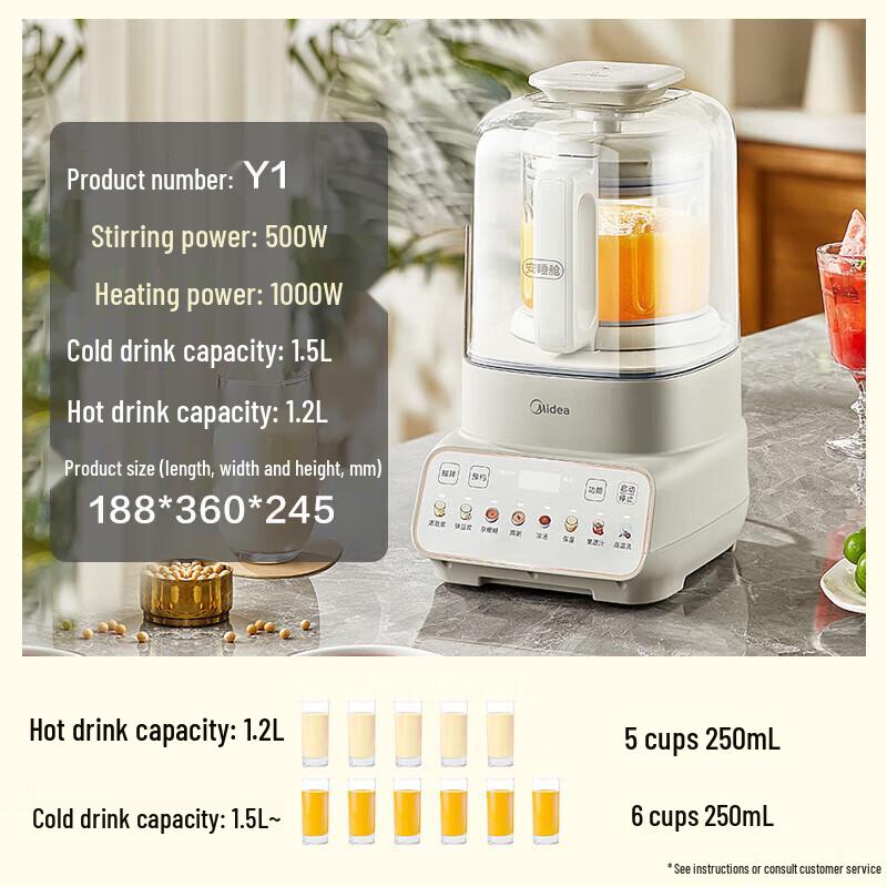 Midea Quiet 1.5L Multi-function Blender & Soy Milk Maker CN plug (adapter included)