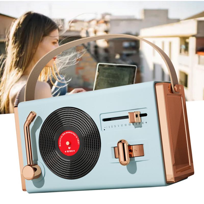 Tragbarer Retro-Bluetooth-Lautsprecher, Hohe Klangqualität, Blau, ABS