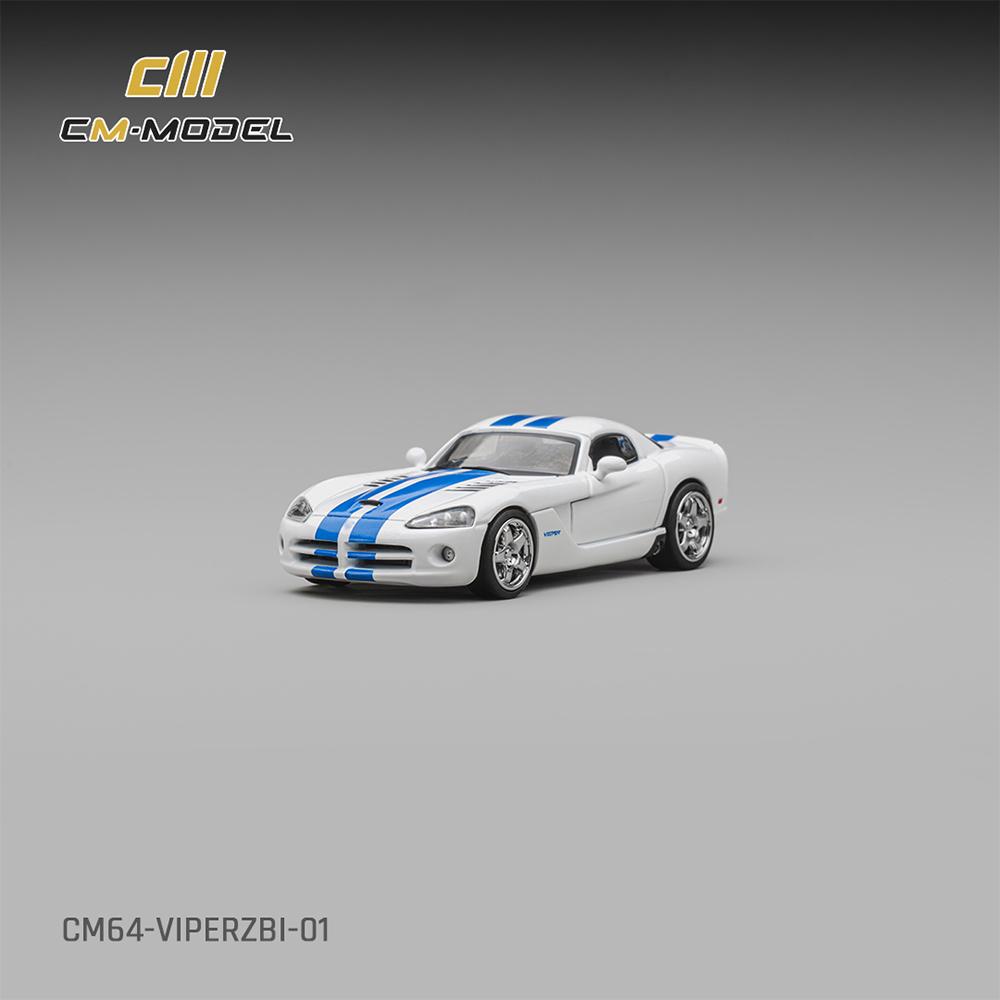 Pre Cm Modell 1/64 Viper Zbi V10 Modell Muscle Supercar Steinweiß Mit Blauen Rennstreifen Diecast Legierungsmodell