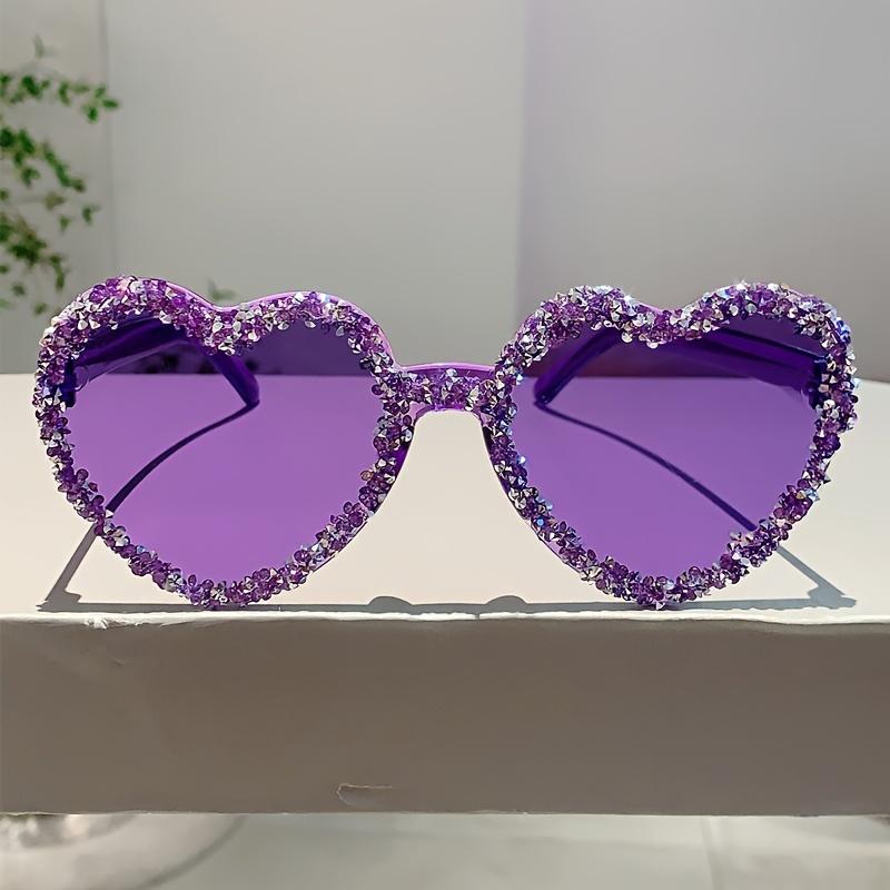 Heart Shaped Frameless Rhinestone Decoration Glasses Fashionable Red Glasses for Women Suitable Masquerade Parties Festivals