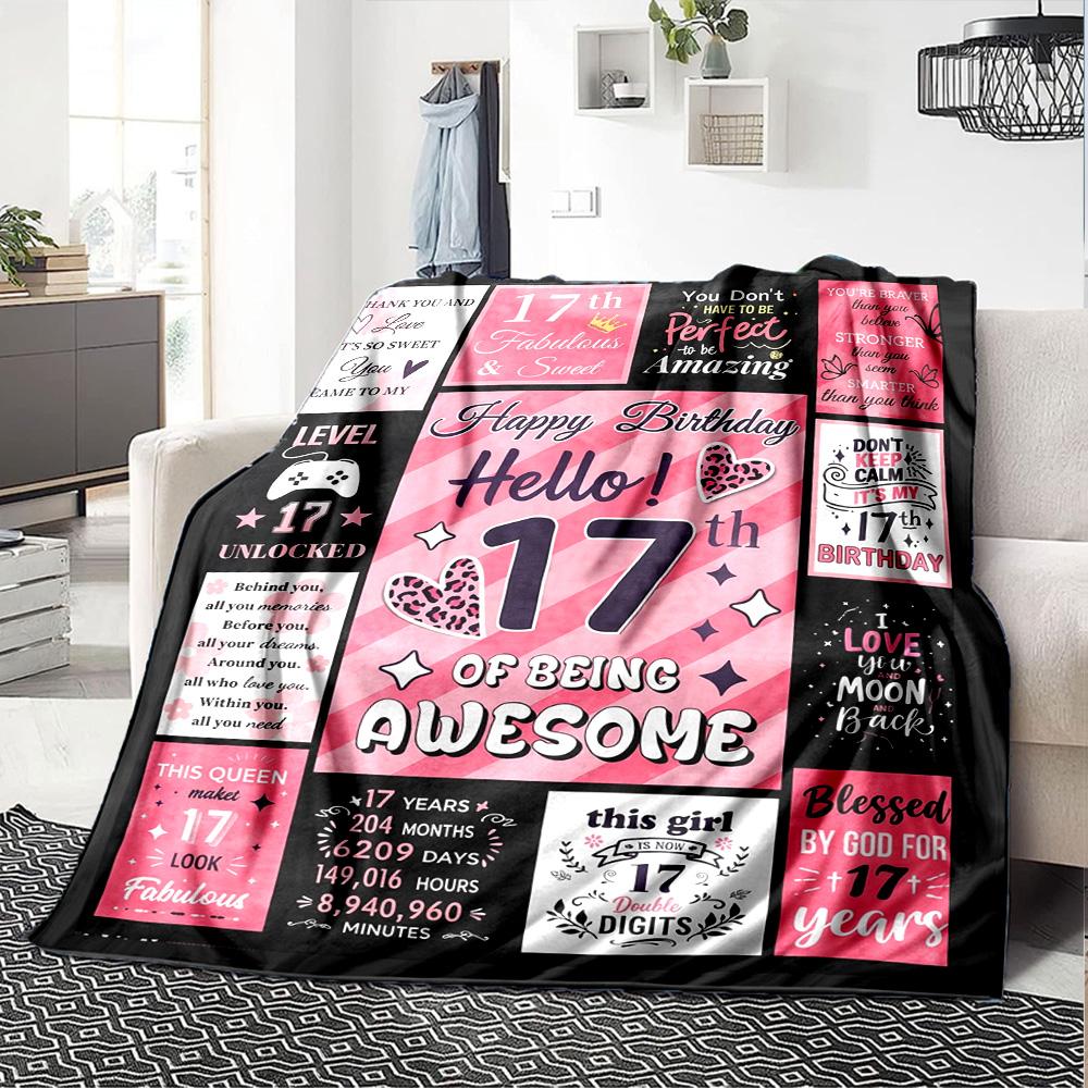 17Th Birthday Celebration Multi-purpose Blanket Comfortable Suitable for Sofa Couch Office Bed Picnics Ideal Gift for Friends Picnic Accessory Y10