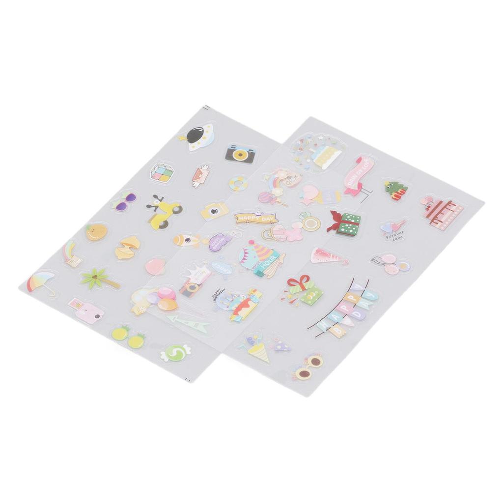 2PCS Decorative Stickers Cute Cartoon Self Adhesive Sticker Colorful PVC Sticker for   Album Planner Scrapbook
