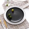 10 Zoll Keramik schwarz-weiß Western-Stil Steakplatte Kommerzielles Geschirr Modernes Haushalts-Rundes Sushi-Salat-Teller