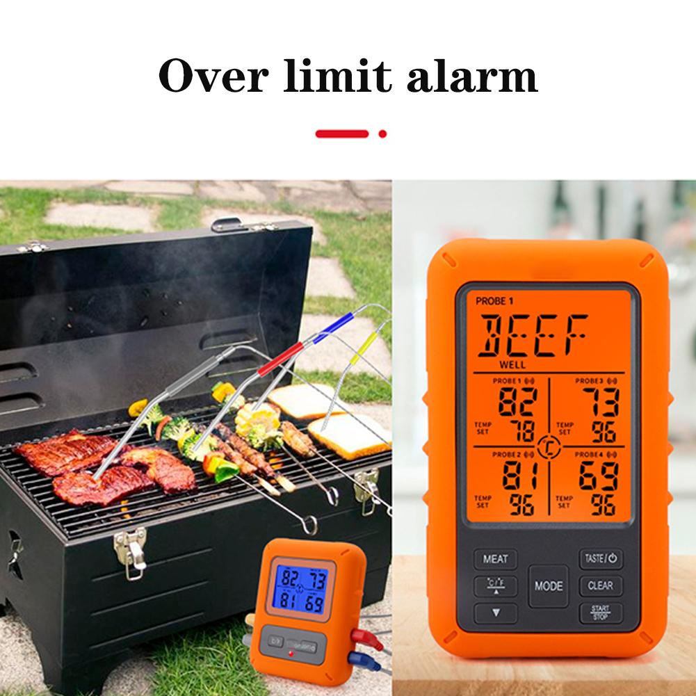 Trådlös Kötttermometer Digital Fjärrstyrd Grilltermometer 4 Sonder 9 Köttlägen
