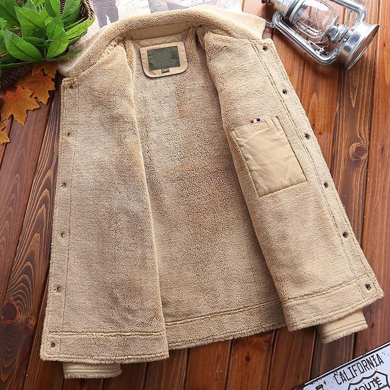 Herrekåpe ren bomull pluss fløyel fortykket bomullskåpe herre løs stor størrelse bomullsjakke jakke herreklær