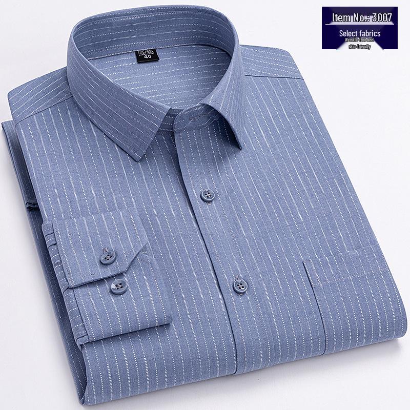 2025 Summer Men's Breathable Non-Iron Plaid Long Sleeve Shirt for Middle-Aged Dads