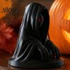 Matte Black Collectibles Halloween Cloaked Ghost Figurine with Red Eyes, 3D Printed Spooky Desk Ornaments Gothic Ornament for Cabinet Escape
