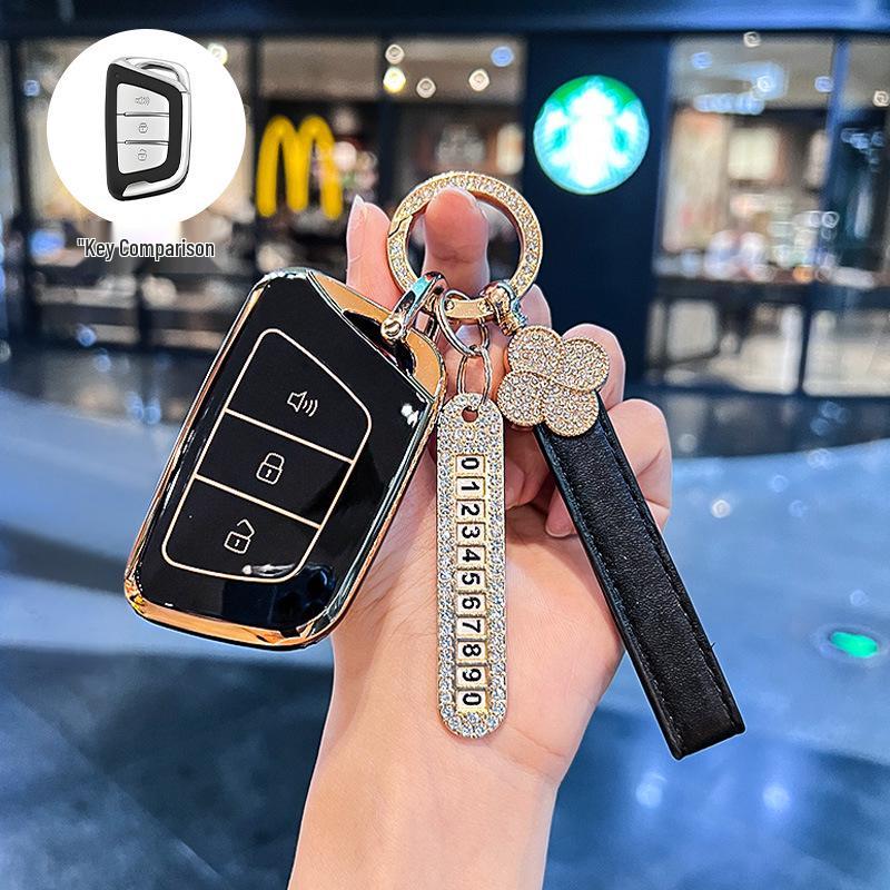 Compatible Car Key Cover for JAC Jiayue A5, X4, X7, iC5, iEVS4/7S, T8 Refine, S4, S7, M6 with Buckle