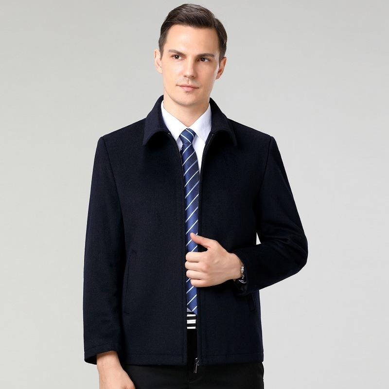 High-end Men's Cashmere Short Jacket New Style for Middle-aged and Elderly Autumn and Winter Loose Warm Business Casual Jacket Dad Wear
