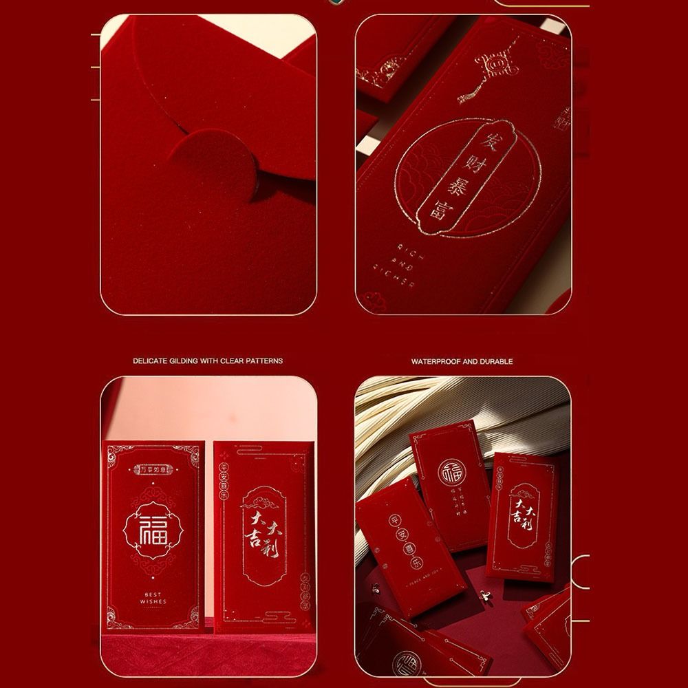 4pcs Blessing Words New Year Red Envelope Multiple Patterns HongBao Wedding/Birthday